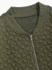 Men's Daily Solid Color Jacquard Textured Zip Up Stand Collar Long Sleeve Baseball Bomber Jacket -  