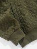 Men's Daily Solid Color Jacquard Textured Zip Up Stand Collar Long Sleeve Baseball Bomber Jacket -  