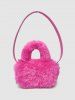 Sac Fourre-tout D'Hiver Fourré en Couleur Unie en Fausse Fourrure pour Femme - Rose clair S