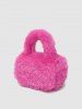 Sac Fourre-tout D'Hiver Fourré en Couleur Unie en Fausse Fourrure pour Femme - Rose clair S