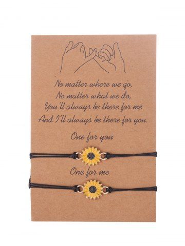 Sunflower Leather Rope Bracelets - BLACK