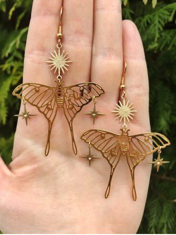 Bohemian Butterfly Star Hollow Out Drop Earrings - GOLDEN