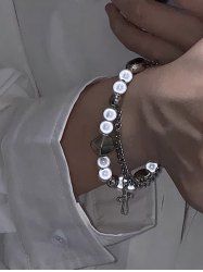 Cross Reflective Pearls Bracelet -  