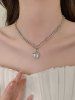 Fashion Faux Gemstone Heart Double Layered Pendant Necklace -  