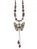 Ethnic Beaded Butterfly Shaped Pendant Necklace -  