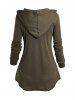 Plain Color Drawstring Mock Button Long Sleeve Casual Hoodie -  