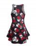 Plus Size Flower Skull Print Mini Tank Dress -  