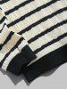 Men's Casual Daily Contrast Edge Design Stripes Cable Knit Crew Neck Long Sleeves Sweater -  