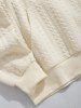 Men's Casual Athleisure Letter Patch Design Cable Jacquard Textured Front Pocket Drawstring Long Sleeves Hoodie -  