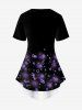 Plus Size Flower Heart Glitter Print 2 In 1 T-shirt -  