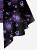 Plus Size Flower Heart Glitter Print 2 In 1 T-shirt -  