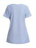 Textured Asymmetrical Hem Short Sleeve Casual T Shirt -  