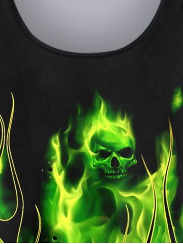 Plus Size Flame Skulls Print T-shirt