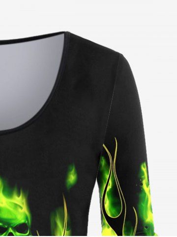 Plus Size Flame Skulls Print T-shirt