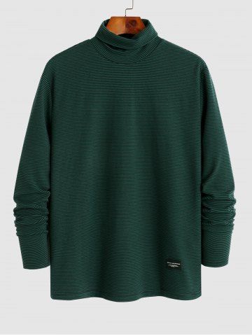 T-shirt Thermique Rayé Fourré à Manches Longues - DEEP GREEN - XXL