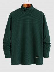 T-shirt Thermique Rayé Fourré à Manches Longues - Vert profond XXL