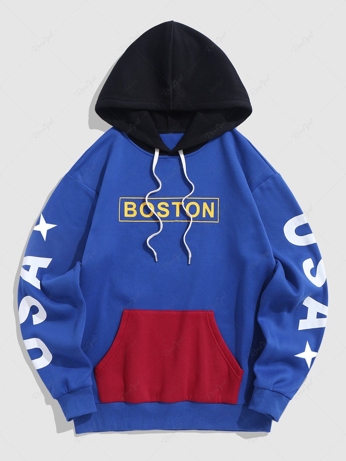 Affordable Star BOSTON Graphic Colorblock Thermal Fleece Lined Hoodie  