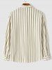 Men's Casual Vertical Stripes Button Up Stand Collar Long Sleeves Shirt -  