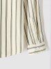 Men's Casual Vertical Stripes Button Up Stand Collar Long Sleeves Shirt -  