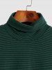 T-shirt Thermique Rayé Fourré à Manches Longues - Vert profond XXL