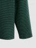 T-shirt Thermique Rayé Fourré à Manches Longues - Vert profond XXL