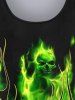 Plus Size Flame Skulls Print T-shirt -  
