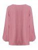Plus Size Swiss Dot Guipure Plain Color Long Sleeve V Neck Casual Blouse -  