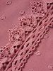 Plus Size Swiss Dot Guipure Plain Color Long Sleeve V Neck Casual Blouse -  