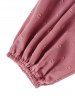 Plus Size Swiss Dot Guipure Plain Color Long Sleeve V Neck Casual Blouse -  