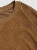 Men's Faux Suede Crew Neck Solid Color Long Sleeve Pullover Sweatshirt -  