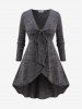 Plus Size Bowknot Tied Marled Surplice T-shirt -  