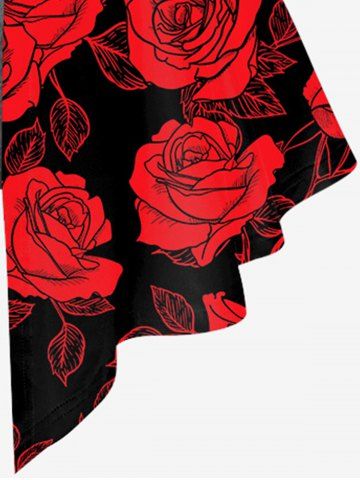 Plus Size Flower Print 2 In 1 T-shirt