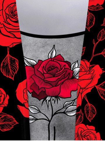 Plus Size Flower Print 2 In 1 T-shirt