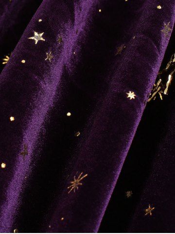 Plus Size Moon Star Gold Stamping Lace Trim Chains Surplice T-shirt