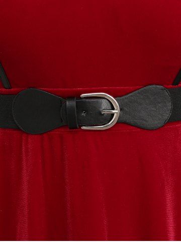 Plus Size Fuzzy Trim Bowknot Buckle Belt Two Tone Velvet Christmas Tank Dess