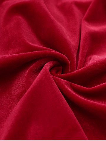 Plus Size Fuzzy Trim Bowknot Buckle Belt Two Tone Velvet Christmas Tank Dess