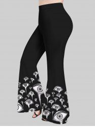 Pantalon Évasé Imprimé Œil en Larme Grande Taille - Noir XS