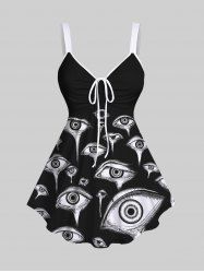 Plus Size Eye Tears Print Cinched Tank Top -  