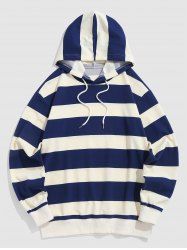 Men's Daily Striped Colorblock Two Tone Drawstring Pullover Hoodie -  