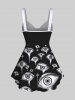 Plus Size Eye Tears Print Cinched Tank Top -  