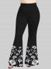 Pantalon Évasé Imprimé Œil en Larme Grande Taille - Noir XS