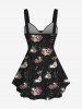 Plus Size Skull Flower Glitter Hands Print Cinched Tank Top -  