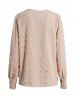 Plain Color Swiss Dot Guipure Smocked Cuff Casual Top -  