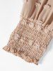 Plain Color Swiss Dot Guipure Smocked Cuff Casual Top -  