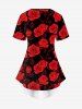 Plus Size Flower Print 2 In 1 T-shirt -  