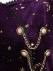 Plus Size Moon Star Gold Stamping Lace Trim Chains Surplice T-shirt -  