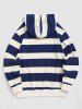 Men's Daily Striped Colorblock Two Tone Drawstring Pullover Hoodie -  