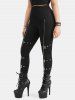 Gothic Straps Buckle Grommet Zipper Skinny Pull On Pants -  