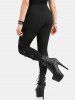 Gothic Straps Buckle Grommet Zipper Skinny Pull On Pants -  