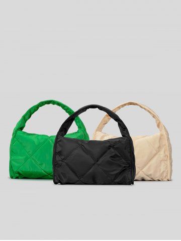 Women s Simple Style Solid Color Argyle Quilted High Capacity Tote Bag 33 OFF Rosegal